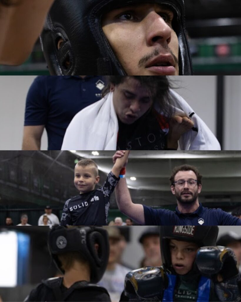 A photo collage of Muay Thai and Jiu Jitsu competitors at the Solid Series tournament in Colorado.